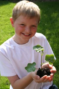 child with plant