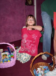 My daughter showing off her Easter goodies