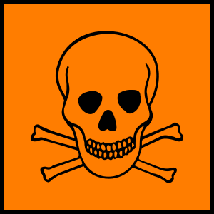 The hazard symbol for toxic/highly toxic subst...