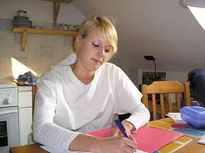 A German nurse in scrubs.